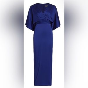 Beautiful Blue Satin Kimono Inspired Gown